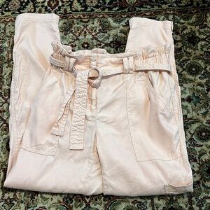 Anthropologie Elevenses Pink Paperbag Cargo Pants Size Small